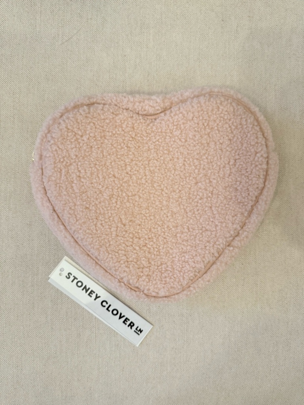 NWT Stoney Clover Lane Sherpa Heart Pouch in the Rose colorway